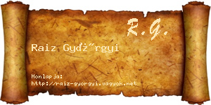 Raiz Györgyi névjegykártya